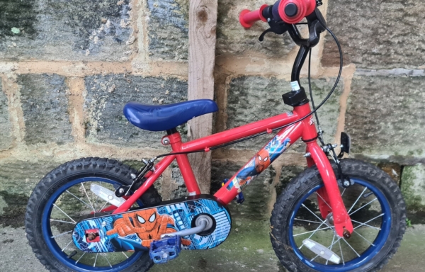 Spiderman 14in kids bike, red/blue