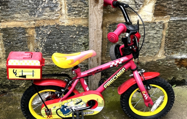 Apollo Fire Chief 12in kids bike with stabilisers, red