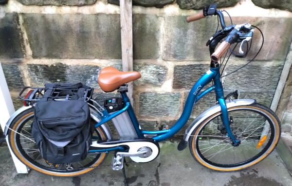 Juicy step thru Ebike, metallic blue