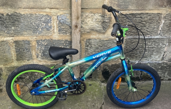 Glitch Verve 18in kids bike, blue/green