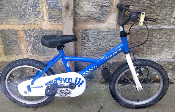 Btwin Police 16in kids bike, blue