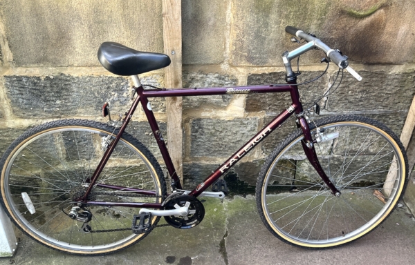 Raleigh Pioneer Trail hybrid, metallic maroon