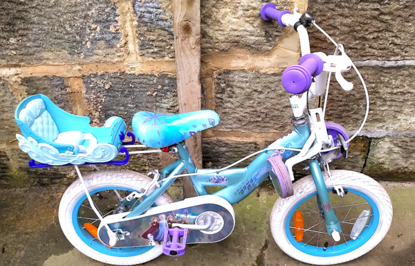 Huffy 14in kids bike, metallic light blue