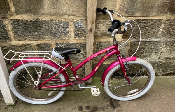 Our Generation 20in kids bike, metallic pink